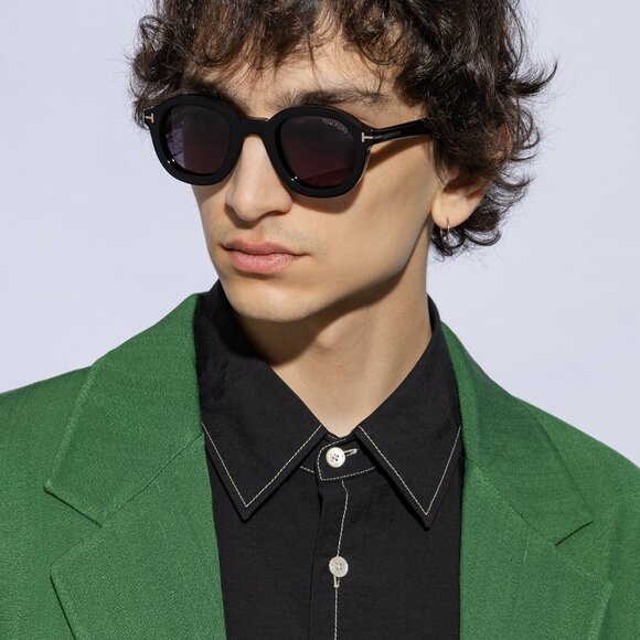 Tom Ford Raffa FT1100 01A Round Sunglasses - Black/Smoke - Picture 7 of 11